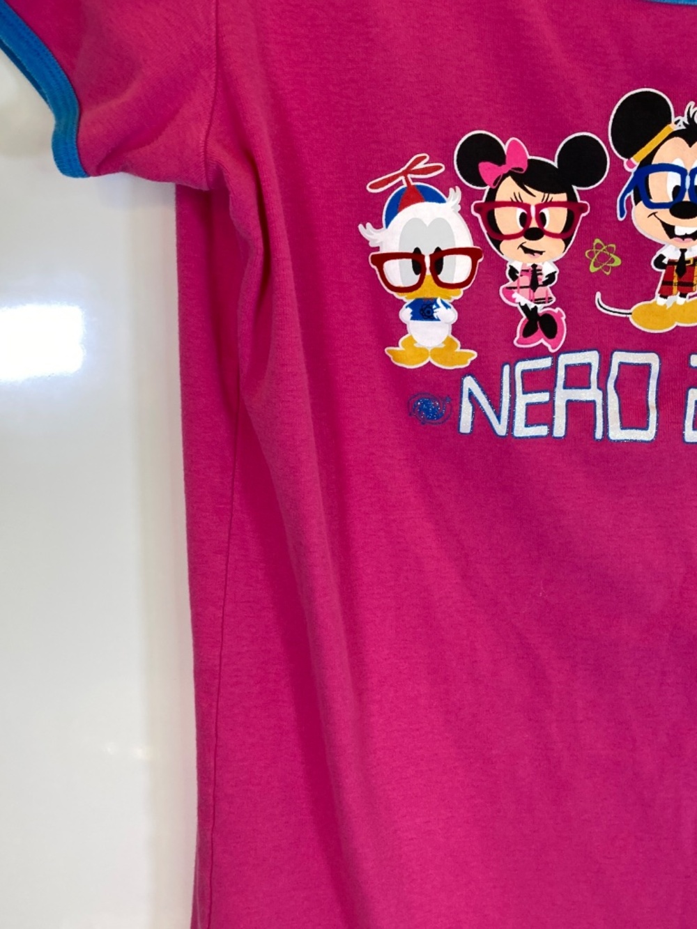 Disney Pink Sleep Shirt Sz S/M Nerd 24/7 Donald Minnie Mickey Goofy Pluto - Picture 6 of 16